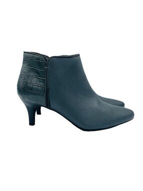 East 5th Shoes Womens Size 7 M Gray Freya Heels Ankle Booties Croc Print Zip